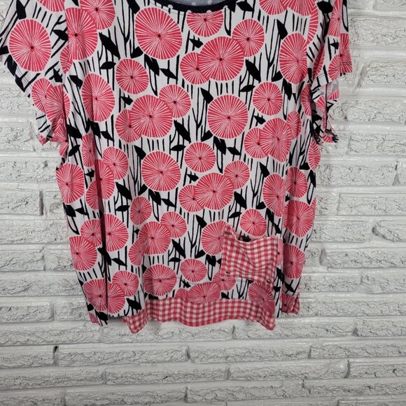 Westbound Womens Top 3X Plus Tee Cap Sleeve Red Geometric Cotton Blend GEO222E - Picture 4 of 9